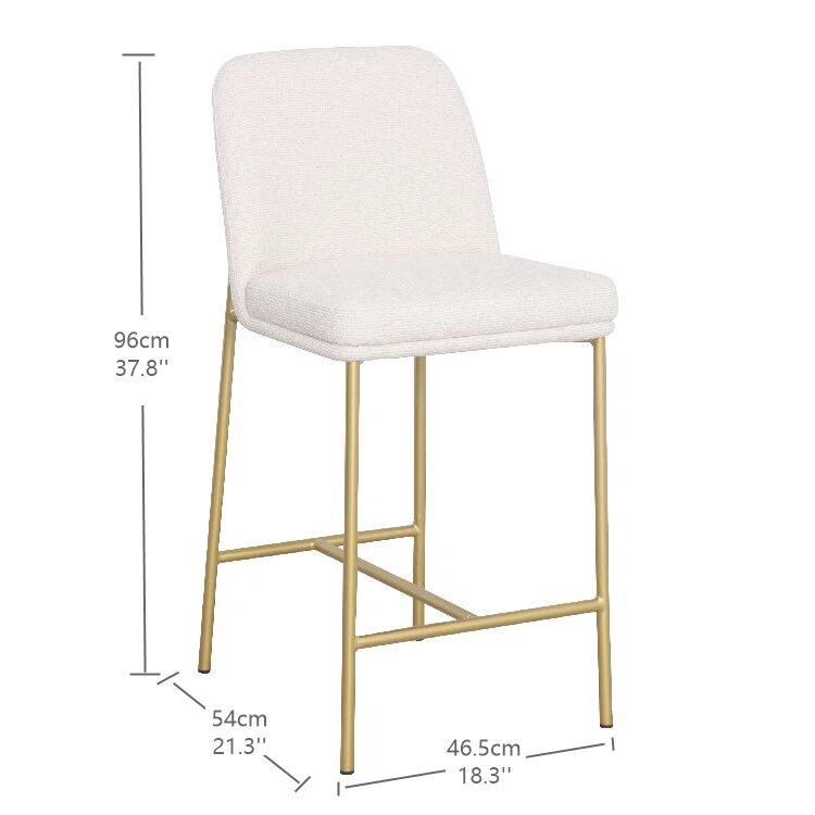 Armless Golden Leg KD Structure White Bar Stool-2 Armless Golden Leg KD Structure White Bar Stool-2